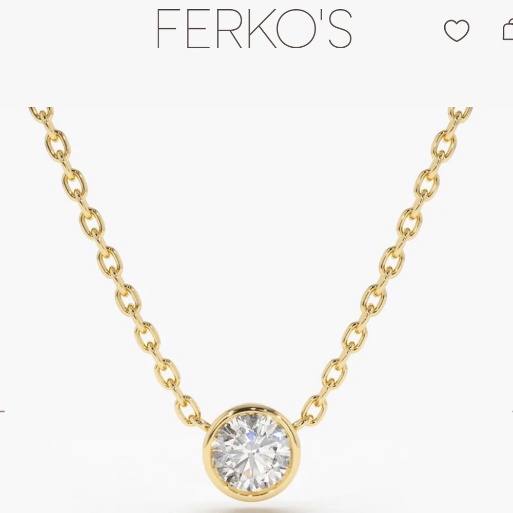 14K Gold Bezel Set Diamond Solitaire Necklace